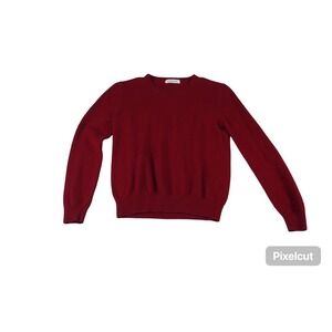 Lanpulux Sweater Womens Large Red Wool Casual Cozy Warm Knitted Winter Crew Neck